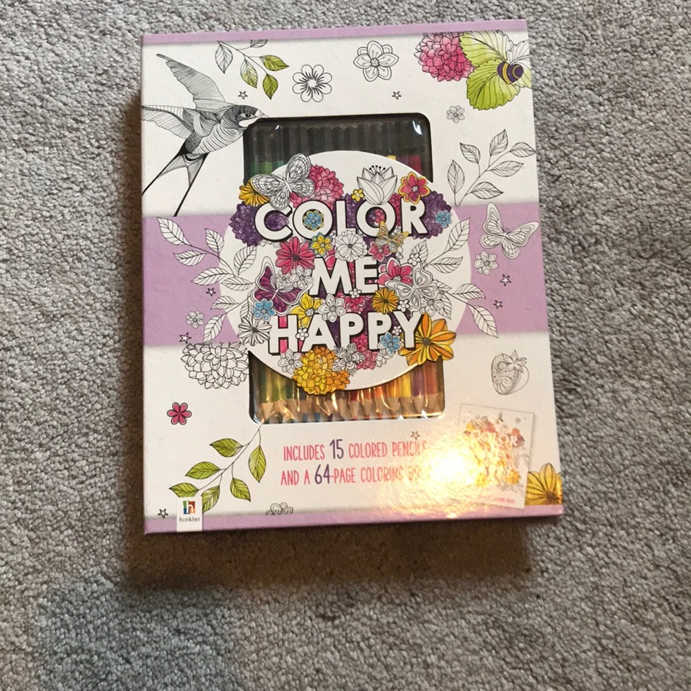 Adult coloring book with pens